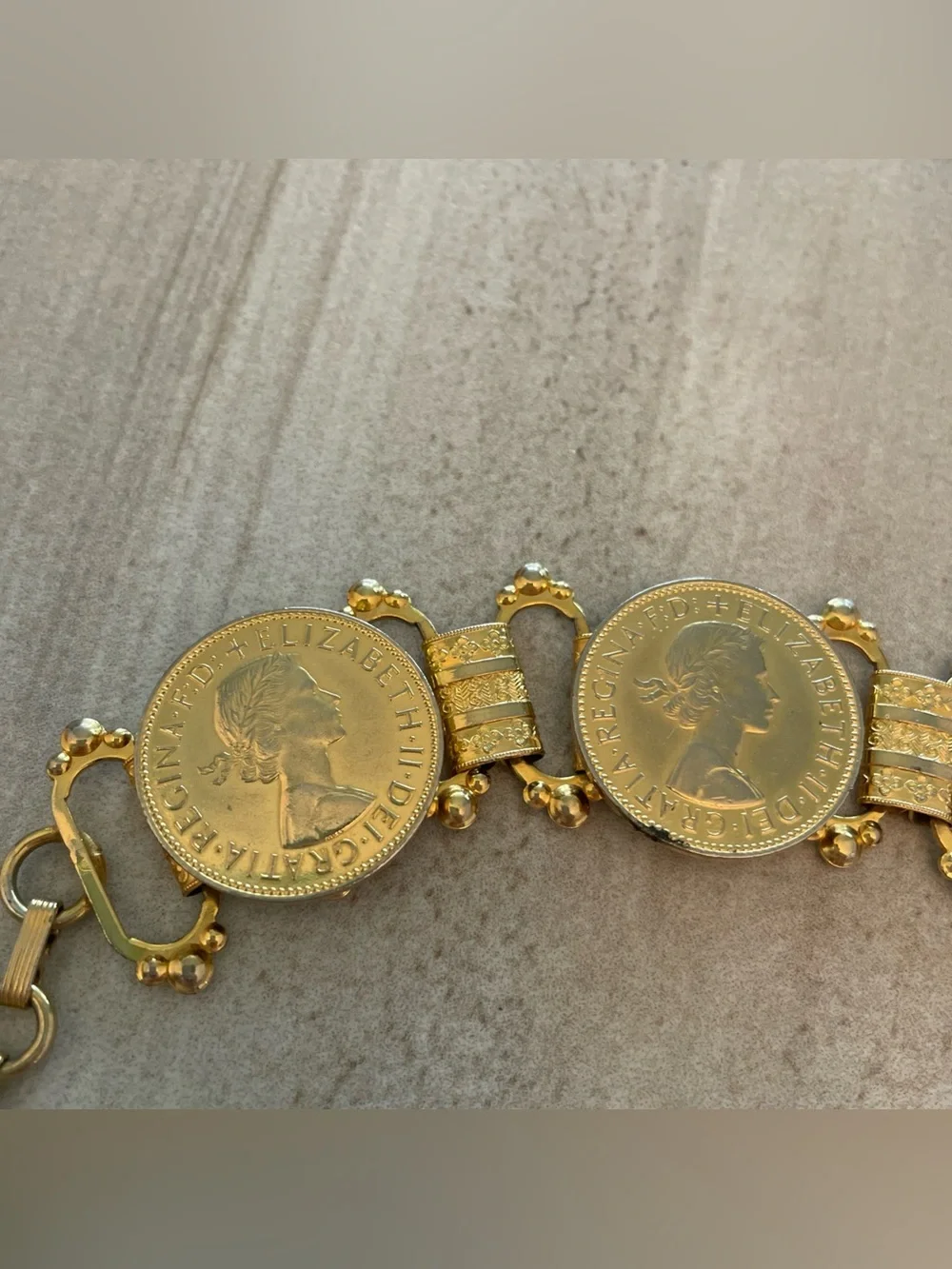 Queen Elizabeth II / King George VI Coin Belt vtg 60s